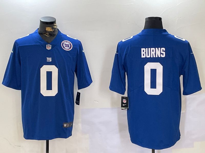 Men New York Giants #0 Burns Blue 2024 Nike Vapor Limited NFL Jersey style 4